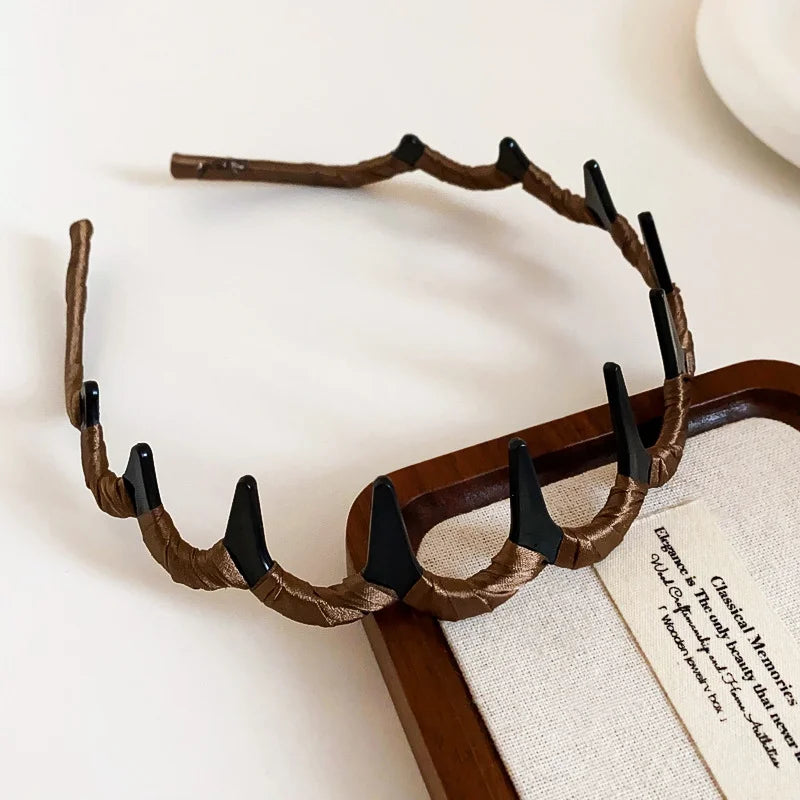 Brown Resin Wave Toothed Headband for Women High Skull Top Korean Zigzag Hair Comb Notched Hairband Hair Accessories