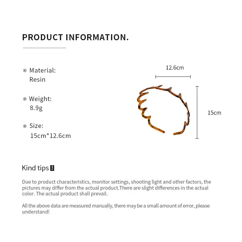 Brown Resin Wave Toothed Headband for Women High Skull Top Korean Zigzag Hair Comb Notched Hairband Hair Accessories