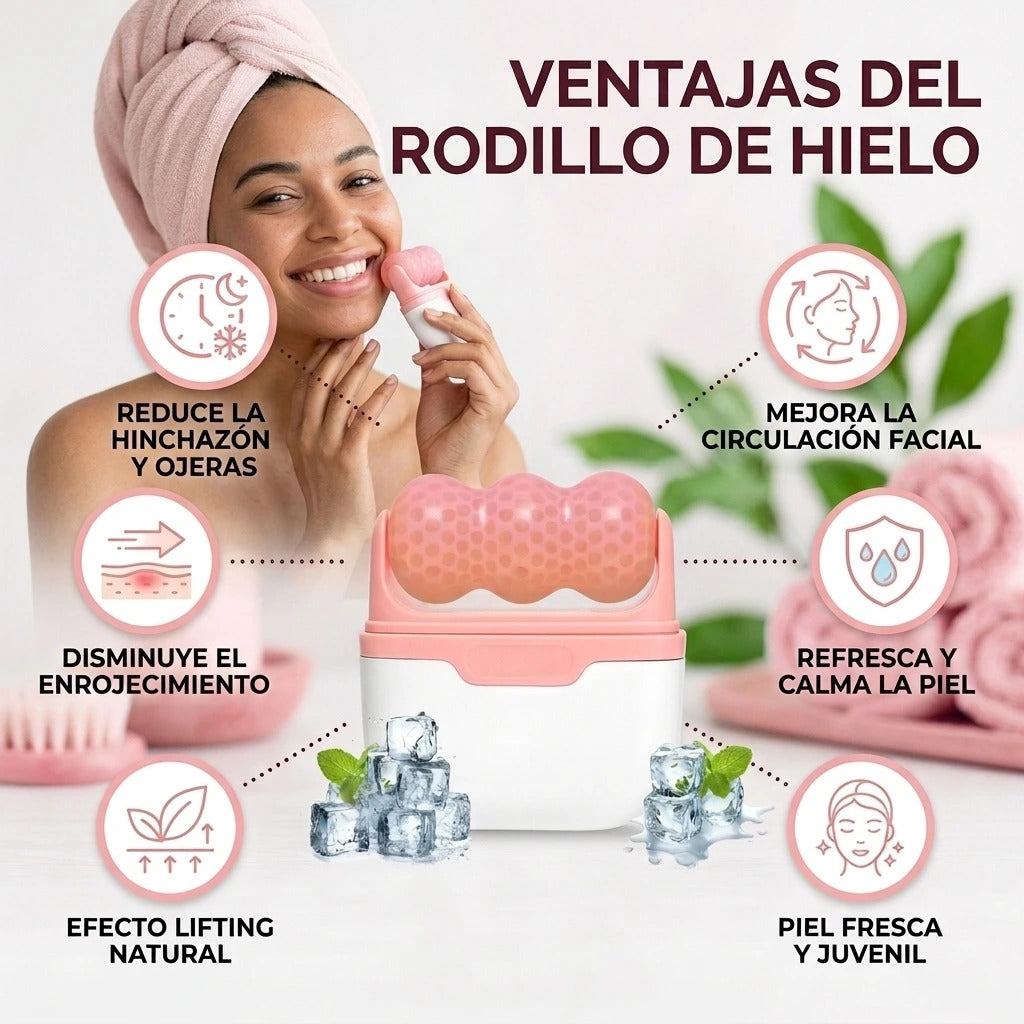 RODILLO DE HIELO QUE DESINFLAMA Y REJUVENECE TU ROSTRO